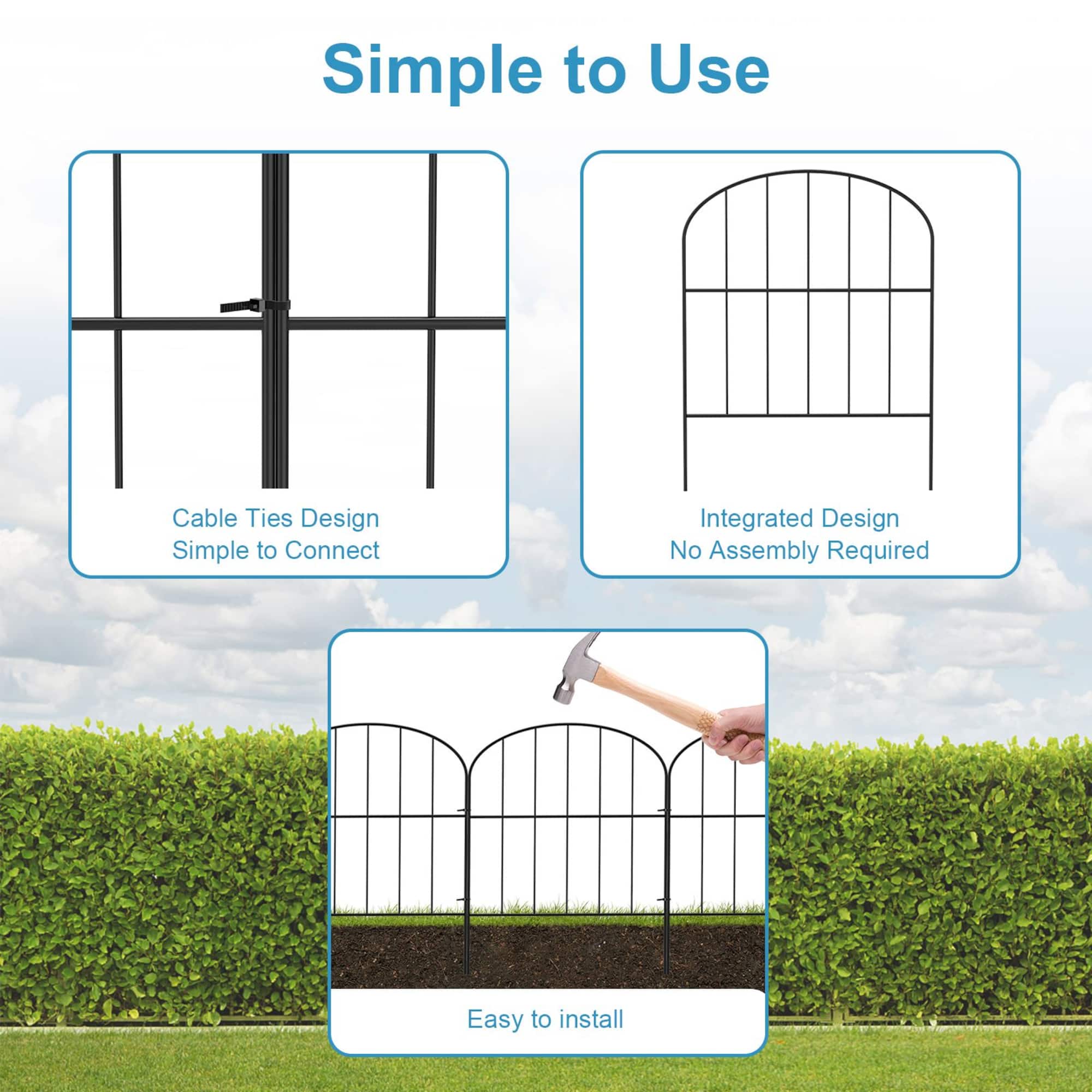 NEX 47ft. Black Decorative Arch Garden Fence
